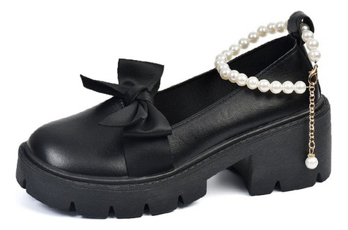 Zapato De Plataforma Lolita Con Perla Punk Gotico Para Mujer