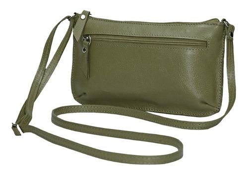 Bolsa Transversal Pequena Feminina Couro Legitimo Madamix Cor Verde