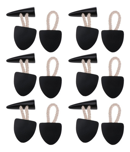 Imagen 1 de 8 de 6 Pares De Botones De Palanca De Cuerno De Cuero Negro Pu