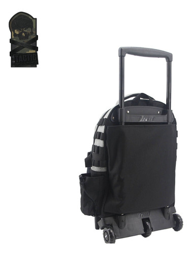 Mochila Con Carro Lsd Tactic Skull 18'' Premium 94.6034 Color Verde Oscuro Diseño De La Tela Lisa