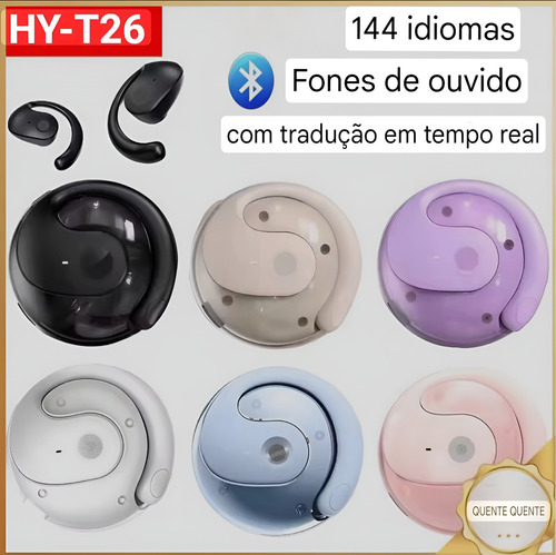 Fone De Ouvido Tradutor De 144 Idiomas Em Tempo Real Online Preto