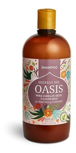 Imagen 1 de 3 de Shampoo Para Cabellos Secos Y Castigados Con Aloe Vera Y Caléndula Hierbas Del Oasis Vegan Sin Parabenos