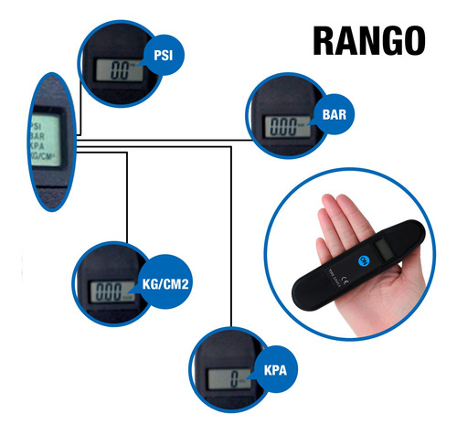 Medidor Digital Presión Aire Neumatico Manometro Premium