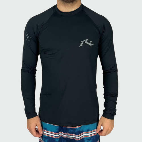 Camiseta Rusty Lycra Surf Ride Preto