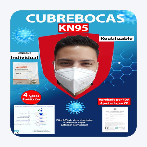 Imagen 1 de 4 de Cubrebocas Kn95 New Lison Mascarilla Tapabocas Certificado 