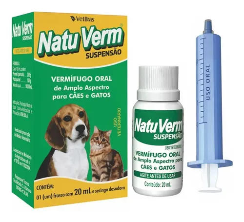 Vermífugo para Cachorro: Cuidados Essenciais e Dicas 5 Vermífugo NatuVerm Suspensão 20ml P/ Cães e Gatos Amplo Espectro