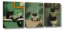 Comprar Quadros Decorativos 60x120 Sala Quarto Gato Jornal Banheiro