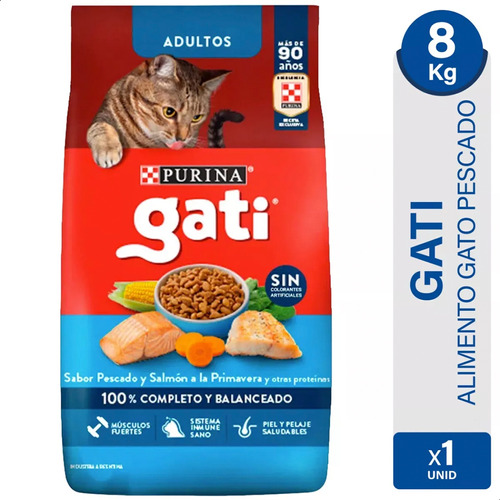 Alimento Gatos Purina Gati Pescado Salmon Y Proteinas 