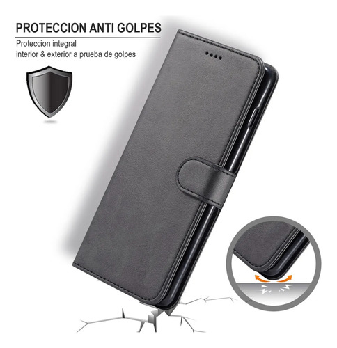 Funda Flip Cover Para Tcl 50 5g Estuche Agenda Librito Negro Lisa