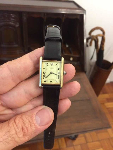 Cartier Modelo Tank Prata Espessurado A Ouro Vermeil