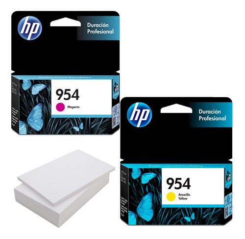 Kit De Cartuchos De Tinta Hp 954 Amarillo+ 954 Magenta+resma