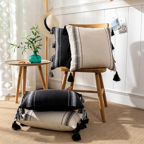 Funda De Almohada Moderna Y Minimalista Con Borlas, Estilo B