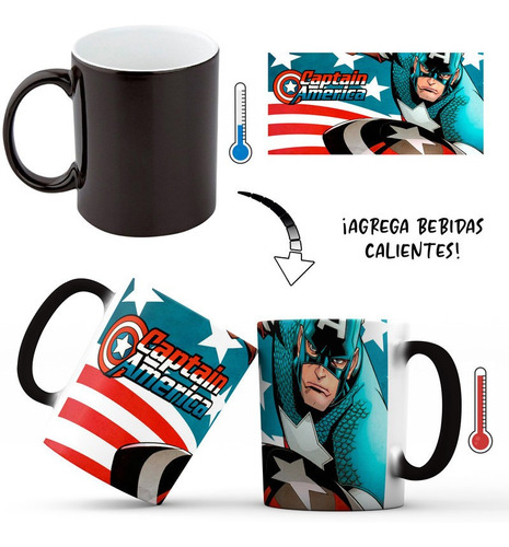 Mug Mágico Taza Capitan América Superheroe Marvel