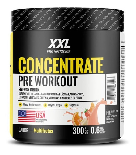 Pre Workout Concentrate 300 Gr Xxl Pre Entreno Sugar Free