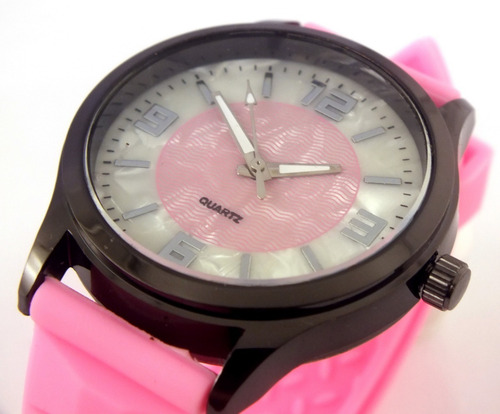 Relógio Feminino Quartz Com Pulseira Rosa Em Borracha B5622