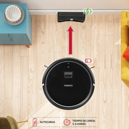 Imagen 7 de 10 de Robot Aspirador Femmto Inteligente Automática Trapeadora App