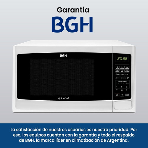 Imagen 6 de 7 de Microondas Bgh Quick Chef 20 Lts Digital Blanco Full!