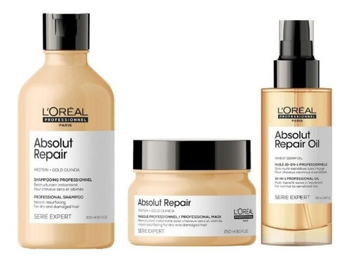 Shampoo Absolut Repair 300ml+ Mascarilla 250+ Serum 90loreal