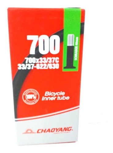 Imagen 2 de 6 de Camara Clincher Chaoyang 700x33 V/auto 40 Mm