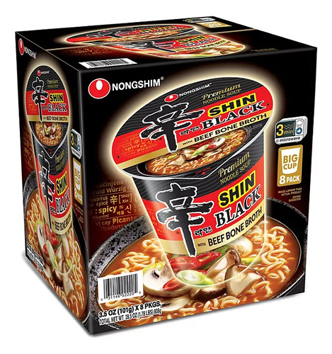 Nongshim Shin Black Spicy Beef & Bone Broth Ramen 3.5 Oz 8pk