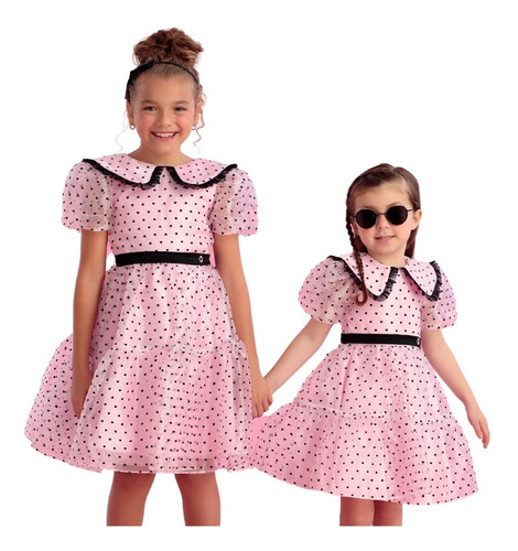 Vestido De Festa Rosa Corações Petit Cherie 22262 