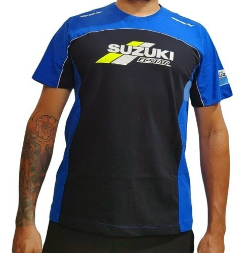 Camiseta Moto Suzuki Team Ecstar Preto E Azul