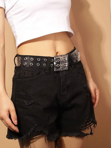 Cinturòn Doble Hebilla Transparente Para Caballero Y Dama