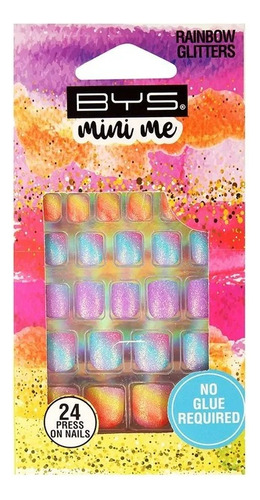 2 Pza Uñas Bys Mini Me Rainbow Glitters 24 Pzas
