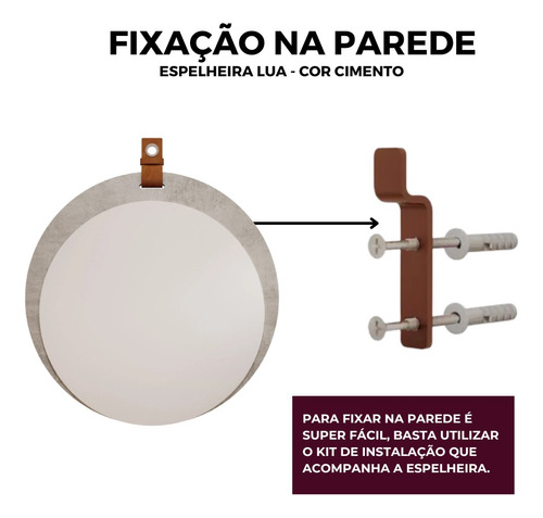 Espelho Lua Decorativo C/ Alça Cimento Mgm Móveis