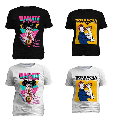Vector Playera Borracha Buena Muchacha. Editable