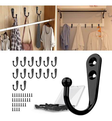 15 Ganchos De Pared Para Ropa Con Tornillo, Multifunción,