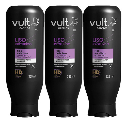 Kit 3 Condicionador Cabelos Lisos Liso Profundo 325ml Vult