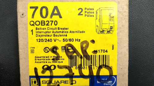 Interruptor Termomagnético - Qob270 - Atornillable - 2 Polos