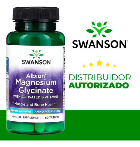 Glicinato Magnésio 200mg Swanson 60 Tabs Importado