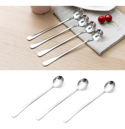 Cucharas De Mango Largo De Acero Inoxidable Elegantes