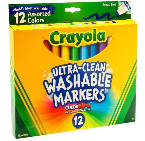 Crayola 12 Marcadores Ultra-clean Washable Markers Color Max