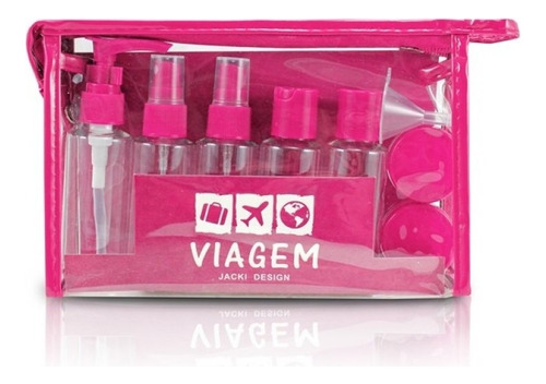 Kit 10 Frascos Para Shampoo Nécessaire Viagem Jacki Cores Cor Rosa-chiclete