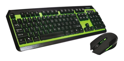 Kit de teclado y mouse gamer inalámbrico Noga NKB-40 Español de color negro y verde