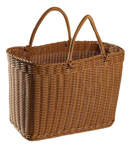 Canasta Tejida A Mano Con Mango Canasta De 38cmx19cmx25cm