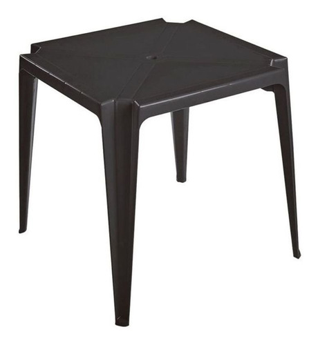 Kit Mesa Quadrada Monobloco Preta Com 4 Cadeiras Arqplast