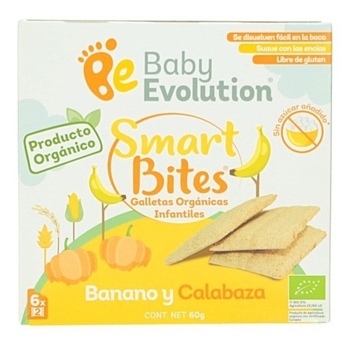 Galleta Be Organicas Smart Bites Banano Calabaza 12 Und