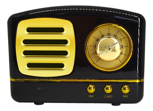 Imagem 5 de 9 de Caixa De Som Portátil Retro Vintage Bluetooth Preto S005
