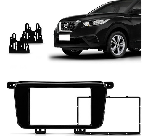 Moldura Painel Dvd 2 Din Nissan Kicks Black Piano