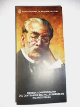 Comprar Moneda Plata Centenario Fallecimiento De Ricardo Palma Unc