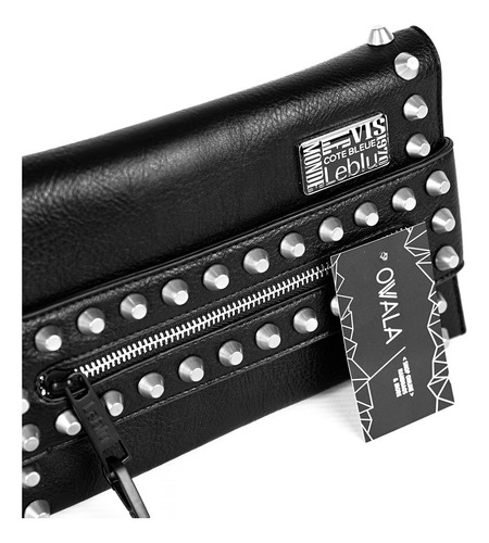 Imagen 6 de 7 de Cartera Morral Bandolera Cuero Sintetico Mujer Tachas Leblu