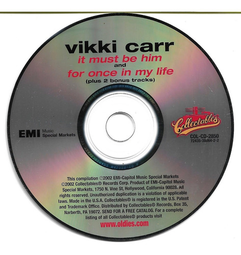 Vikki Carr - It Must Be Him And For Once In My Lif (detalle)