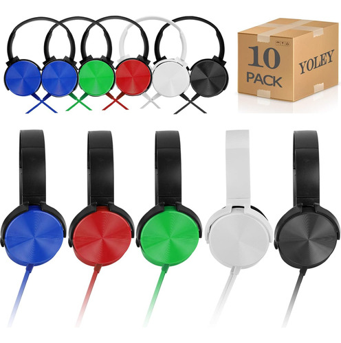 Yoley Classroom Headphones Bulk 10 Pack Multi Color Class Y