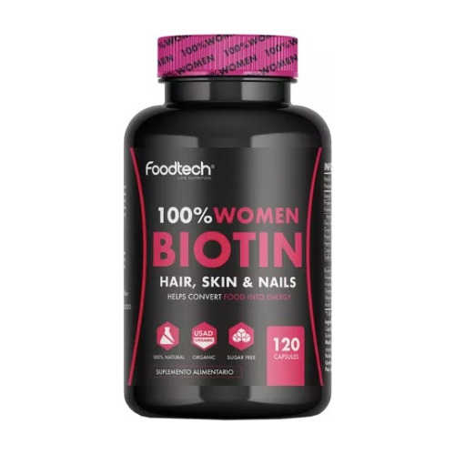 100% Women Biotin 120 Caps - Foodtech Biotina (envio Gratis)