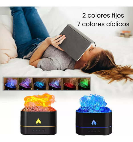 Humidificador Fuego Lava Negro Craquelado Aromatizador