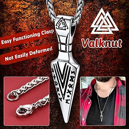 Faithheart Runic Odins Gungnir Collar Con Colgante De Cabeza